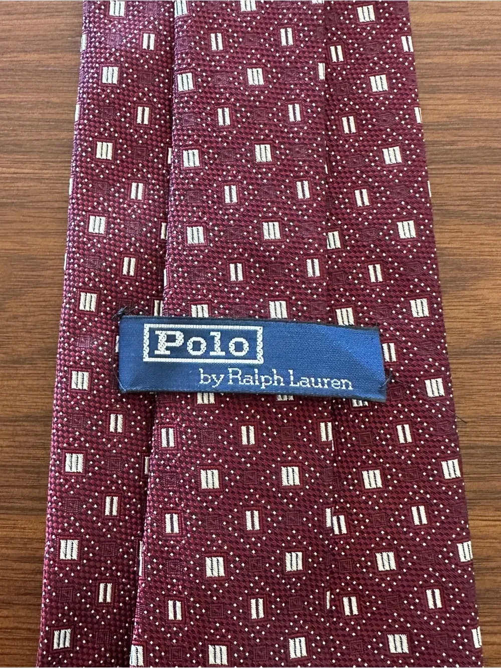 Polo by Ralph Lauren Maroon Geometric Silk Tie